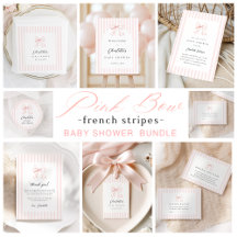 Pink Stripes Bow Baby Shower