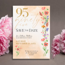 Elegant Floral 95th Birthday - Gold Wildflowers