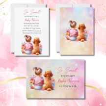 Baby Girl with Apricot Poodle Baby Shower