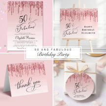 Pink Rose Gold Glitter 50th Birthday Party