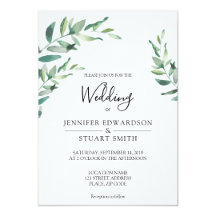 Botanical watercolor leaves rustic wedding