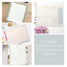 Cute Simple Weekly Planner And To Do List Notepads