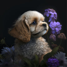 Tapis de souris Chien Fleur