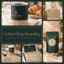 Coffee Shop Branding Collection in Green & Beige