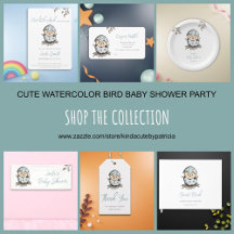 CUTE WATERCOLOR BIRD HATCHING NEUTRAL BABY SHOWER