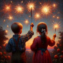 Vintage Independence Day Children and Sparklers