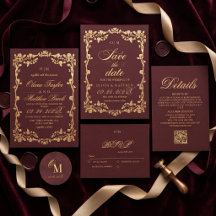 Royal Roses Burgundy Gold Wedding 