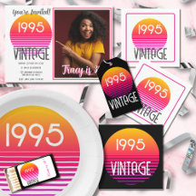 1995 Neon Sun Retro Stripe VIntage 30th Birthday