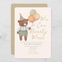Bearly Wait Cute Teddy Bear Baby Shower