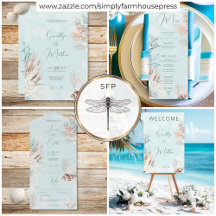 Modern Aqua Ocean Shells Wedding