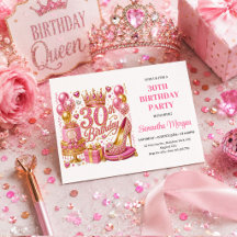 Luxe Pink Glitter Gold 30th Birthday 142B
