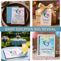 Watercolor Dolphin Boy or Girl Gender Reveal Party