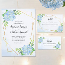 Modern Geometric Blue Hydrangea Floral Wedding