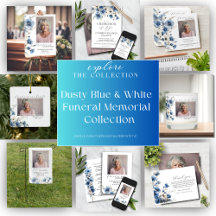 Dusty Blue and White Floral Funeral Memorial 