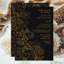 Gold and Black Elegant Floral Wedding