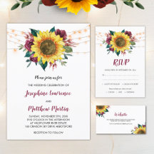 Sunflower Burgundy Rose Floral Lights Wedding