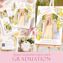 Freshly graduated pink floral lemon graduation