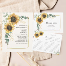 Floral Sunflower Bridal Shower Invitation and Gift