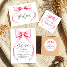 Cute Pink Coquette Bow Girl Baby Shower