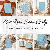 Sea You Soon Baby Dusty Blue Coastal Baby Shower 
