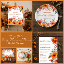 Rustic Boho Orange Blooms & Berries Bridal Shower