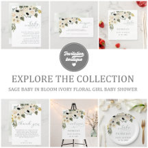 Sage Baby in Bloom Ivory Floral Girl Baby Shower 