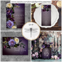 Dark Moody Purple Lavender Floral Modern Wedding