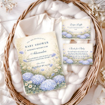 Elegant Dusty Blue Hydrangea Garden Baby Shower