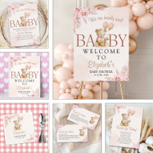 Cute Teddy Bear Baby Shower Girl