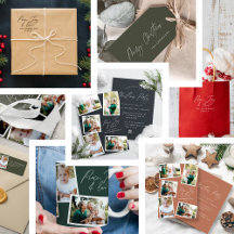 Multi photo modern elegant script holiday suite