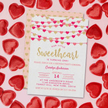Hanging Love Hearts Little Sweetheart Birthday