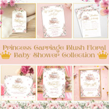 Princess Carriage Blush Floral Baby Shower
