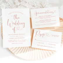 Modern Rose Gold Heart Script Wedding Collection