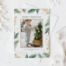 Gold & Watercolor Pine Needle Holiday Collection