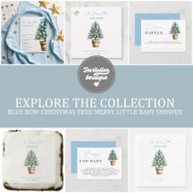 Blue Bow Christmas Tree Merry Little Baby Shower
