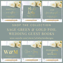 Sage Green Wedding Foil Guest Books