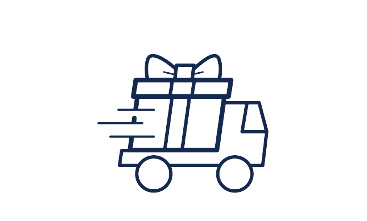 Abbildung eines Lieferwagens, der ein verpacktes Paket transportiert, als Symbol für den einfachen internationalen Versand mit Zazzle.