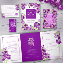 Hoary stock purple floral watercolor wedding