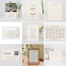 Modern Minimalist Script Wedding - Ivory Cream 