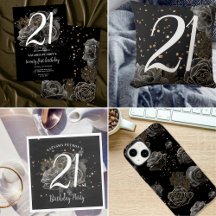 Elegant Black Gold 21st Birthday Party Suite