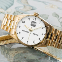 Vintage floral monogram watch for couples