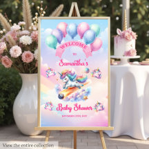 Pastel Unicorn Baby Shower Welcome Sign 109B