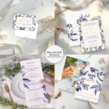 Blue and Gold Botanical Wedding
