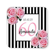 60th birthday party - black white stripes florals 