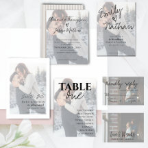 Faux Vellum Photo Wedding Invitations & Stationery