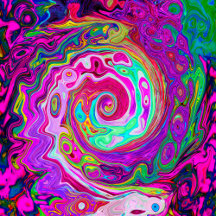Groovy Abstract Retro Magenta Rainbow Swirl