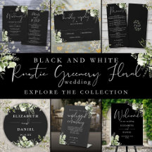 Black and White Rustic Greenery Floral Wedding 