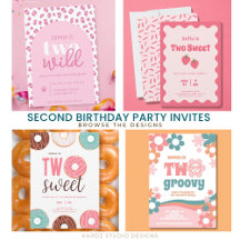 2nd Birthday Themed Invitations for Girls