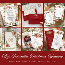 Red Gold Christmas Floral Wedding