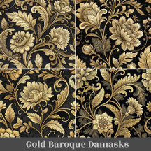 Lux Gold and Black Baroque Damasks Home Decor